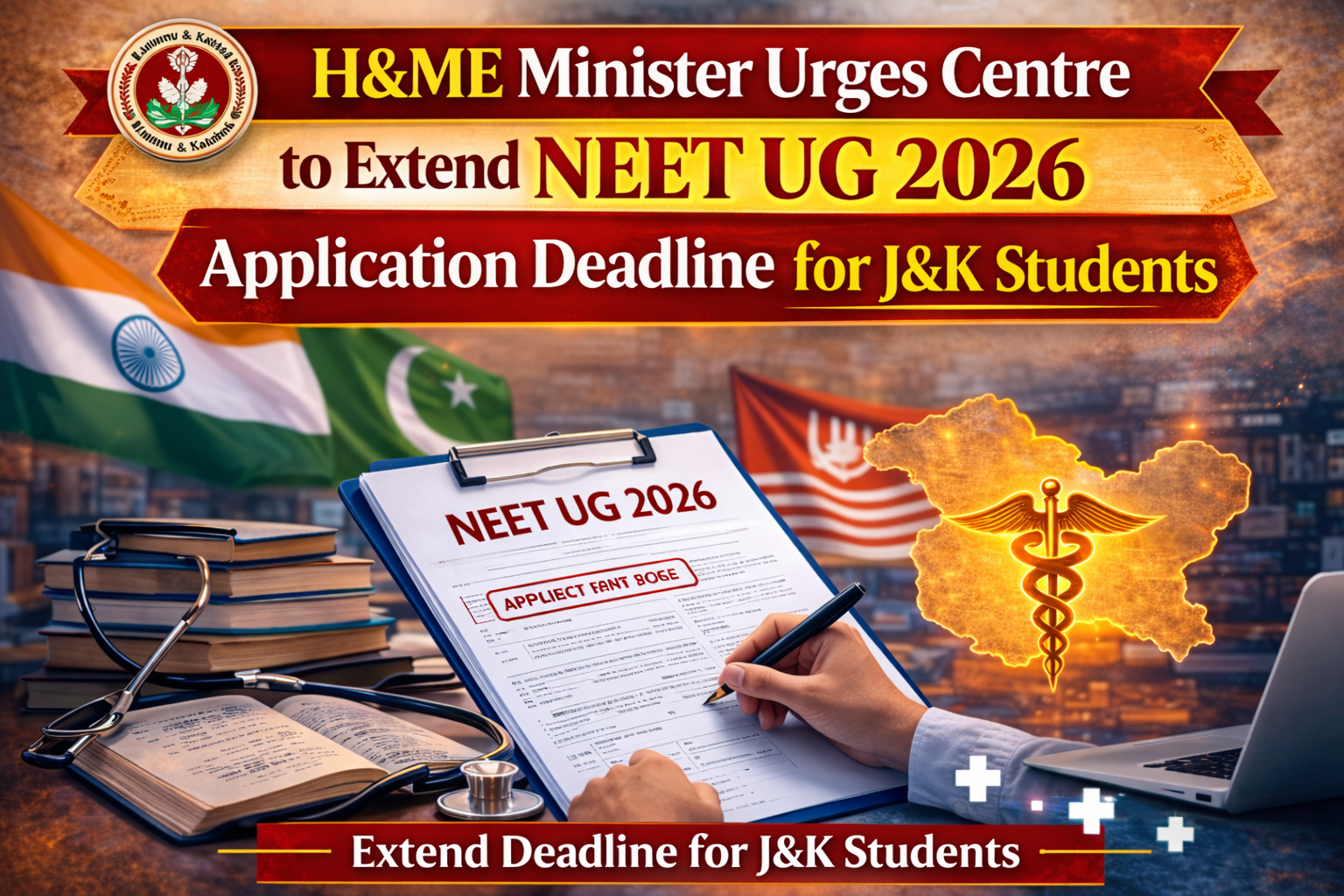 H&ME Minister Urges Centre to Extend NEET UG 2026 Application Deadline for J&K Students | NMC, WHO, WDOMS Updates